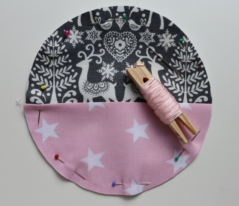 Hoop Pockets farbics pinned