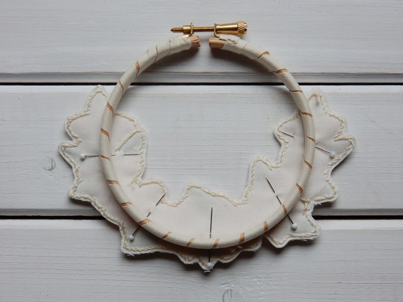 Blossom wreath panel pinned to hoop DSCN6118