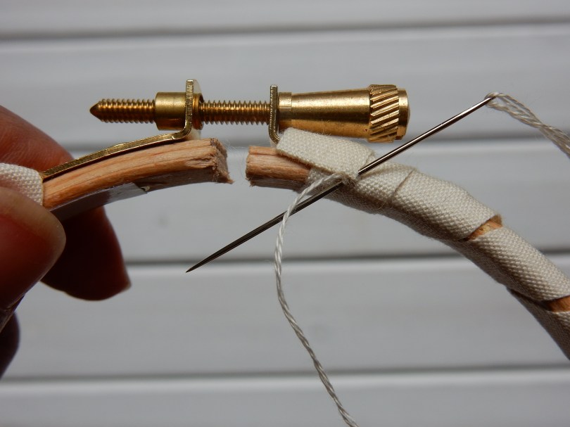 Blossom wreath stitching ribbon to the back DSCN6114