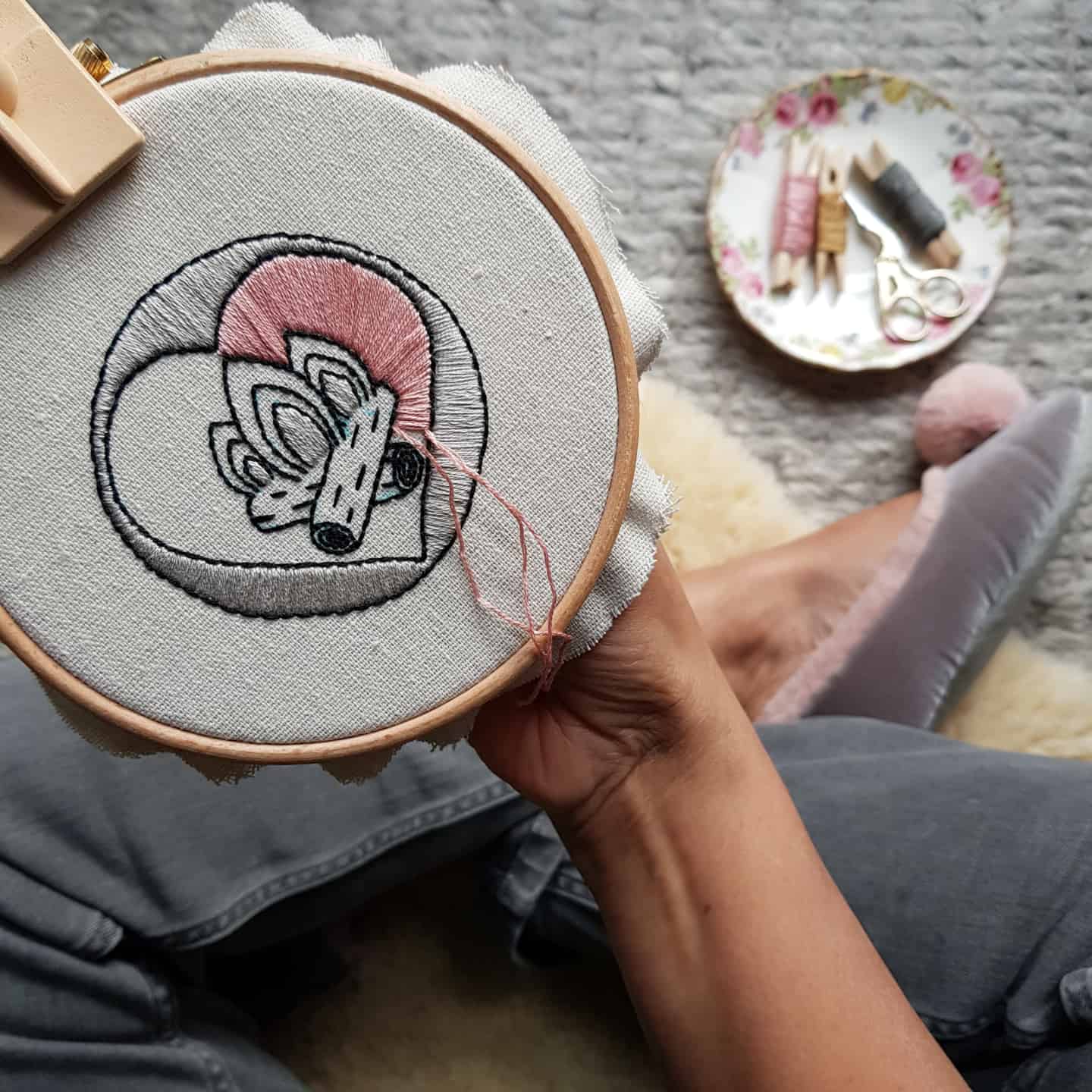 Fire in My Heart me stitching
